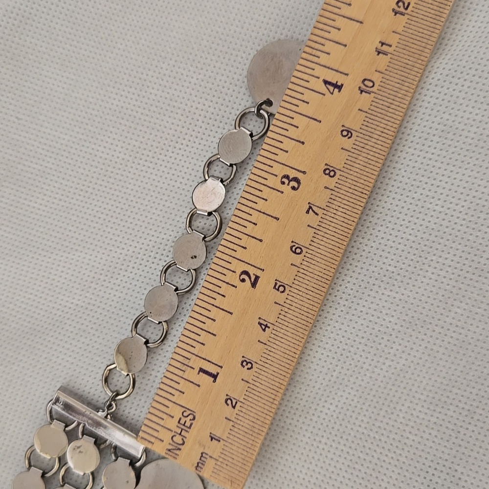 Statement Silver Tone Disk Metal Chocker Necklace - image 5